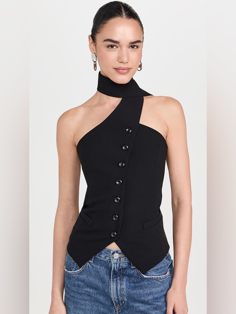 Pixie market Mara Choker Neck Strap Button Top